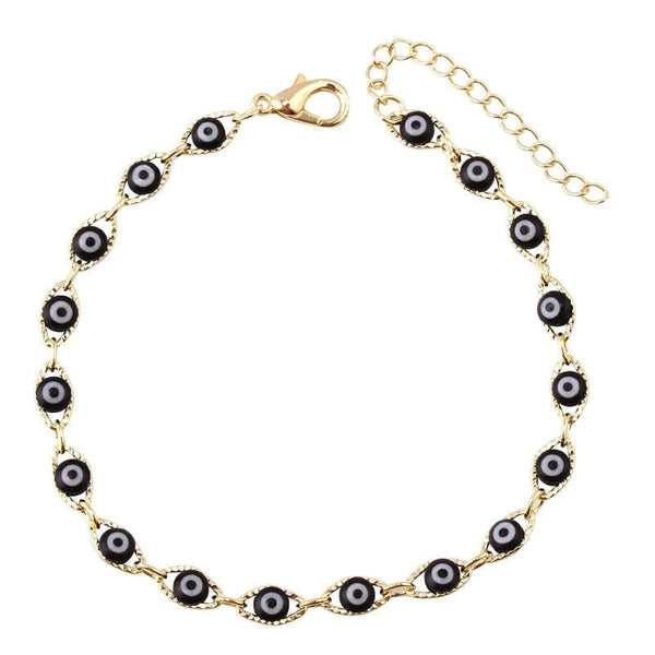 Planet Gates Bohemian Oval Evil Blue Eye Charm Bracelet Gold Silver Color Brass Chain Bracelets for Women Men Prayer Jewelry