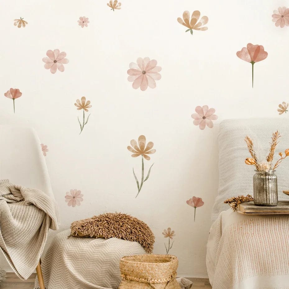 Planet Gates Boho Flowers Wall Stickers Watercolor Bedroom Living Room Home Decor Art Eco-frienly Removable Decals PVC Murals