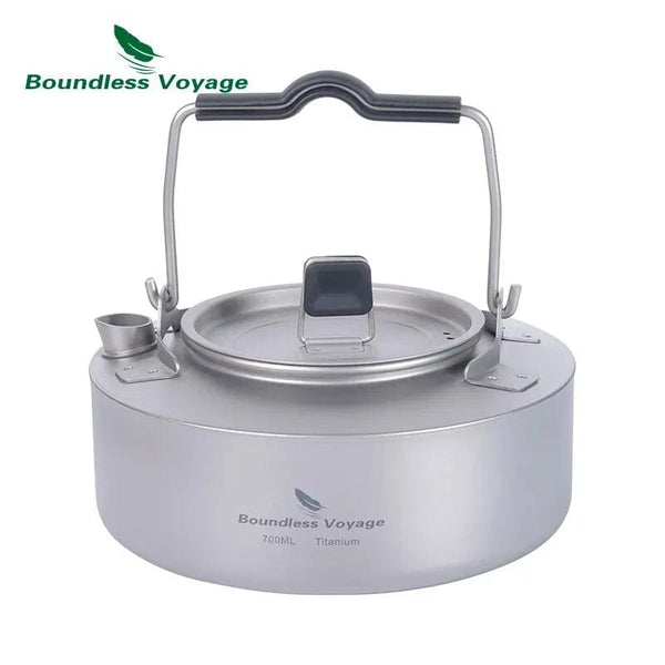 Planet Gates Boundless Voyage Titanium 700/1000ml Tea Kettle with Folding Handle Outdoor Camping Cookware Ultralight Portable Teapot
