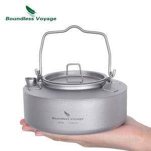 Planet Gates Boundless Voyage Titanium 700/1000ml Tea Kettle with Folding Handle Outdoor Camping Cookware Ultralight Portable Teapot