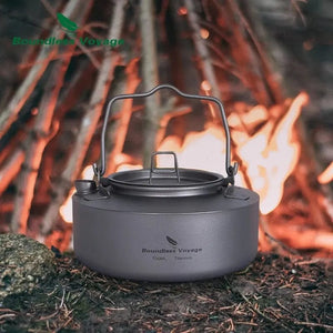 Planet Gates Boundless Voyage Titanium 700/1000ml Tea Kettle with Folding Handle Outdoor Camping Cookware Ultralight Portable Teapot