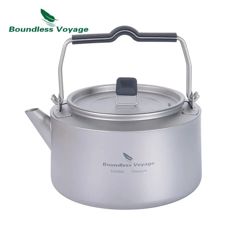 Planet Gates Boundless Voyage Titanium 700/1000ml Tea Kettle with Folding Handle Outdoor Camping Cookware Ultralight Portable Teapot