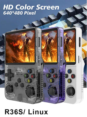 Planet Gates BOYHOM 128GB R36S Retro Handheld Game Console Linux System 3.5 Inch IPS Screen Portable Pocket Video Game Player 64GB Kids Gift