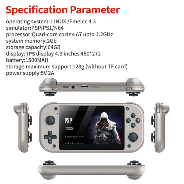 Planet Gates BOYHOM M17 Retro Handheld Video Game Console Open Source Linux System 4.3 Inch IPS Screen Portable Pocket Video Player for PSP