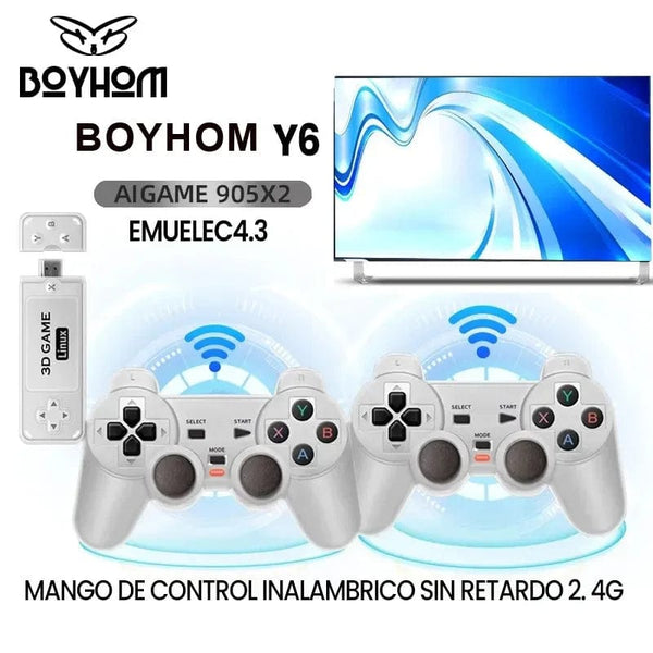 Planet Gates BOYHOM Y6 2.4G Wireless Game TV Stick Retro Family Portable Video Game Console 4K HD Support Multiplayer Games for PS Gifts