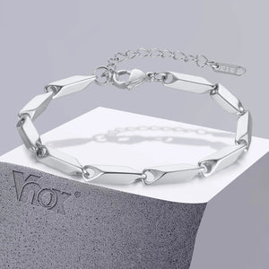 Planet Gates BR-1198S Vnox Mens Geometric Rhombus Chain Bracelet,Casual Stainless Steel Metal Links Wristband, Length Adjustable