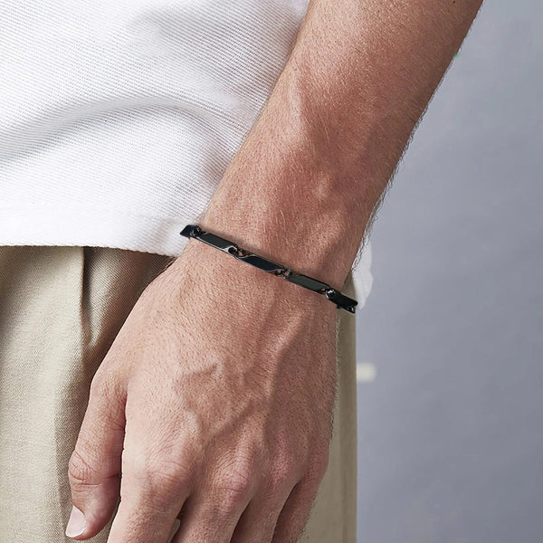 Planet Gates BR-1198S Vnox Mens Geometric Rhombus Chain Bracelet,Casual Stainless Steel Metal Links Wristband, Length Adjustable