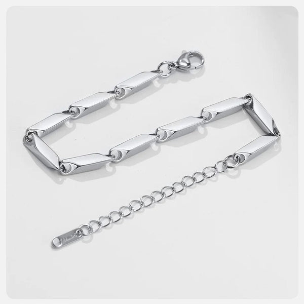 Planet Gates BR-1198S Vnox Mens Geometric Rhombus Chain Bracelet,Casual Stainless Steel Metal Links Wristband, Length Adjustable