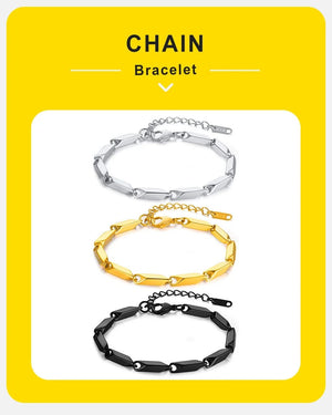 Planet Gates BR-1198S Vnox Mens Geometric Rhombus Chain Bracelet,Casual Stainless Steel Metal Links Wristband, Length Adjustable