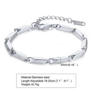 Planet Gates BR-1198S Vnox Mens Geometric Rhombus Chain Bracelet,Casual Stainless Steel Metal Links Wristband, Length Adjustable