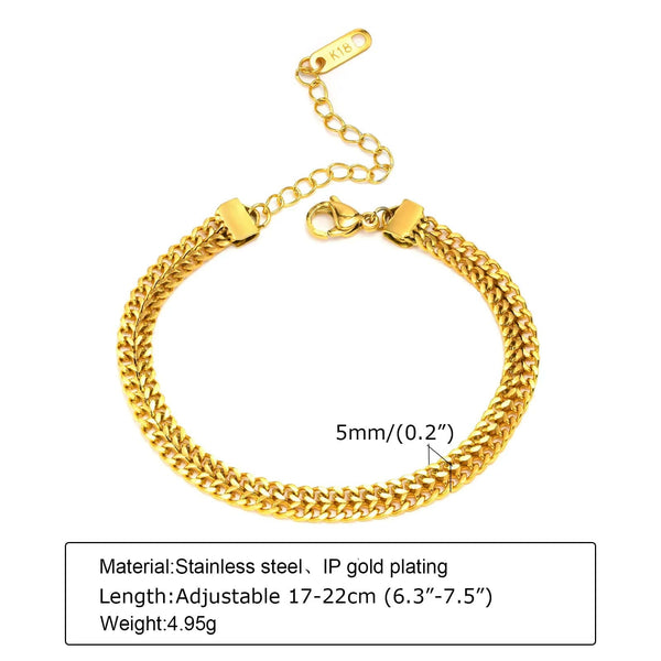 Planet Gates BR-1268G Vintage Mesh Link Bracelet for Women ,Thick Chain Stainless Steel Fashion Wristhand