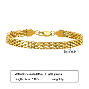 Planet Gates BR-1433G-19 Vintage Mesh Link Bracelet for Women ,Thick Chain Stainless Steel Fashion Wristhand