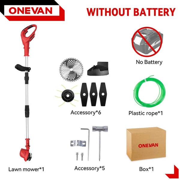 Planet Gates brazil / 2 Battery US Plug 10Inch 4000W Brushless Electric Lawn Mower 36000RPM Cordless Grass Trimmer Length Adjustable Garden Tools For Makita 18V Battery