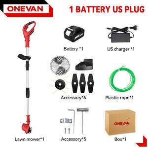 Planet Gates brazil / 2 Battery US Plug 10Inch 4000W Brushless Electric Lawn Mower 36000RPM Cordless Grass Trimmer Length Adjustable Garden Tools For Makita 18V Battery