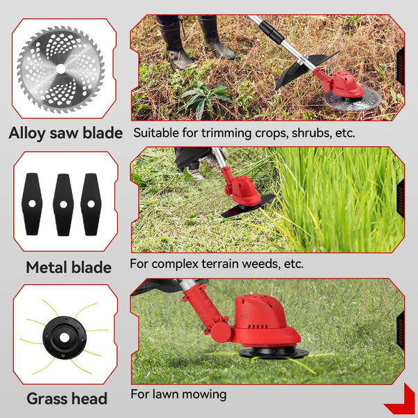 Planet Gates brazil / 2 Battery US Plug 10Inch 4000W Brushless Electric Lawn Mower 36000RPM Cordless Grass Trimmer Length Adjustable Garden Tools For Makita 18V Battery