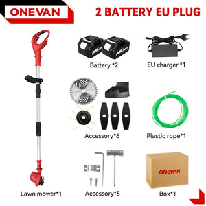 Planet Gates brazil / 2 Battery US Plug 10Inch 4000W Brushless Electric Lawn Mower 36000RPM Cordless Grass Trimmer Length Adjustable Garden Tools For Makita 18V Battery