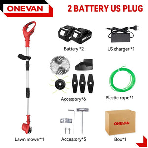 Planet Gates brazil / 2 Battery US Plug 10Inch 4000W Brushless Electric Lawn Mower 36000RPM Cordless Grass Trimmer Length Adjustable Garden Tools For Makita 18V Battery
