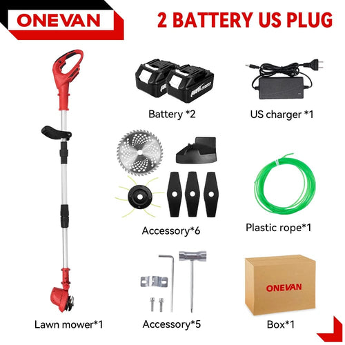 Planet Gates brazil / 2 Battery US Plug 10Inch 4000W Brushless Electric Lawn Mower 36000RPM Cordless Grass Trimmer Length Adjustable Garden Tools For Makita 18V Battery