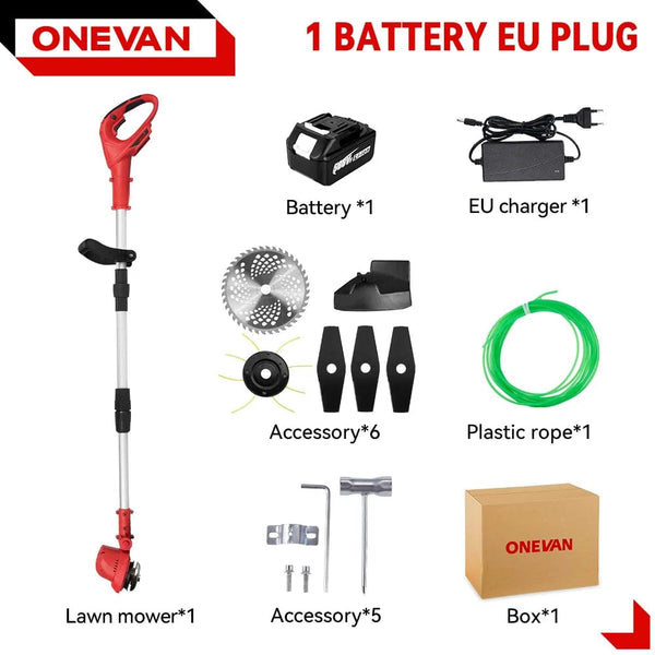 Planet Gates brazil / 2 Battery US Plug 10Inch 4000W Brushless Electric Lawn Mower 36000RPM Cordless Grass Trimmer Length Adjustable Garden Tools For Makita 18V Battery