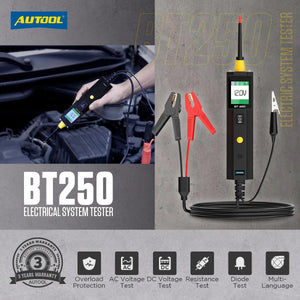 Planet Gates brazil AUTOOL BT250 Circuit Tester Powerscan 6-30V Automative Power Probe Kit LED Display Voltage Polarity Locator Diagnostic Tool