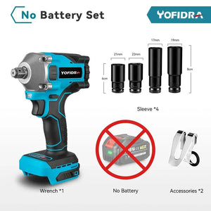 Planet Gates brazil / EU / NO Battery Set B Yofidra 1000N.m 20V Brushless Electric Impact Wrench Cordless Wrench Socket 1/2 Inch Li-ion Battery For Makita 18V Battery