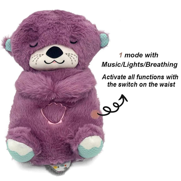 Planet Gates Breathing Bear Baby Soothing Otter Plush Doll Toy Baby Kids Soothing Music Baby Sleeping Companion Sound and Light Doll Toy Gift