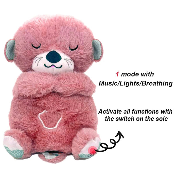 Planet Gates Breathing Bear Baby Soothing Otter Plush Doll Toy Baby Kids Soothing Music Baby Sleeping Companion Sound and Light Doll Toy Gift