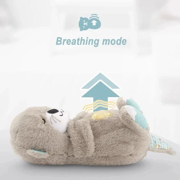 Planet Gates Breathing Bear Baby Soothing Otter Plush Doll Toy Baby Kids Soothing Music Baby Sleeping Companion Sound and Light Doll Toy Gift