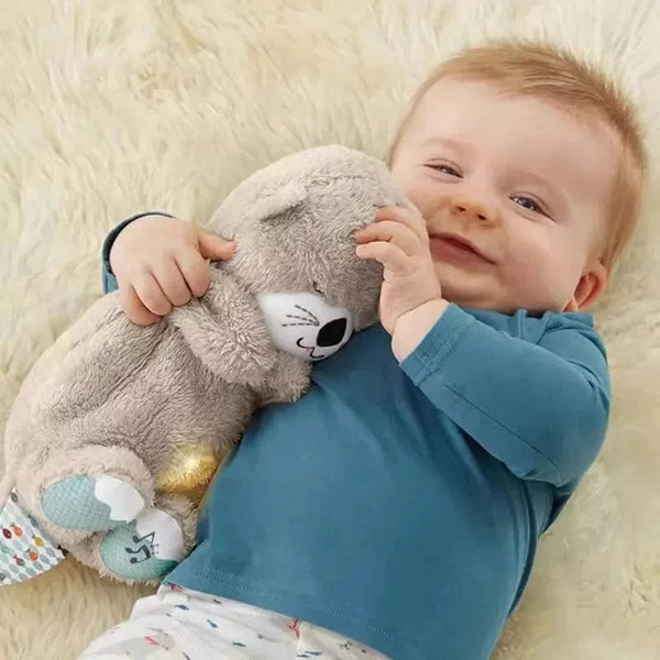 Planet Gates Breathing Bear Baby Soothing Otter Plush Doll Toy Baby Kids Soothing Music Baby Sleeping Companion Sound and Light Doll Toy Gift
