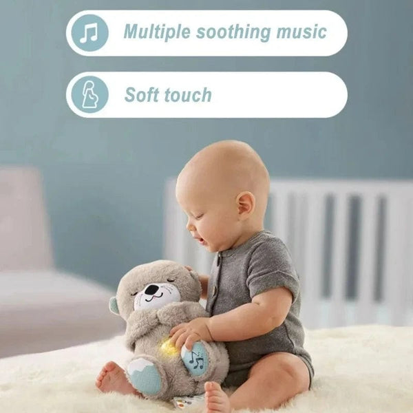 Planet Gates Breathing Bear Baby Soothing Otter Plush Doll Toy Baby Kids Soothing Music Baby Sleeping Companion Sound and Light Doll Toy Gift