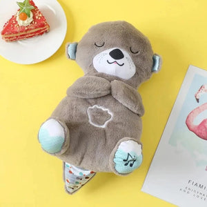 Planet Gates Breathing Bear Baby Soothing Otter Plush Doll Toy Baby Kids Soothing Music Baby Sleeping Companion Sound and Light Doll Toy Gift