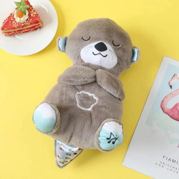 Planet Gates Breathing Bear Baby Soothing Otter Plush Doll Toy Baby Kids Soothing Music Baby Sleeping Companion Sound and Light Doll Toy Gift