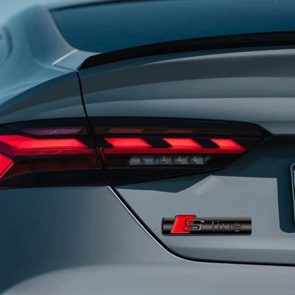 Planet Gates Bright Black 3D Metal Car S LINE Emblem Sticker Badge Decal Decoration For Audi Sline S6 S7 SQ5 SQ7 A3 A4 A5 A6 A7 A8L Q3 Q4 Q5 Q6 Q7 Q8 TT