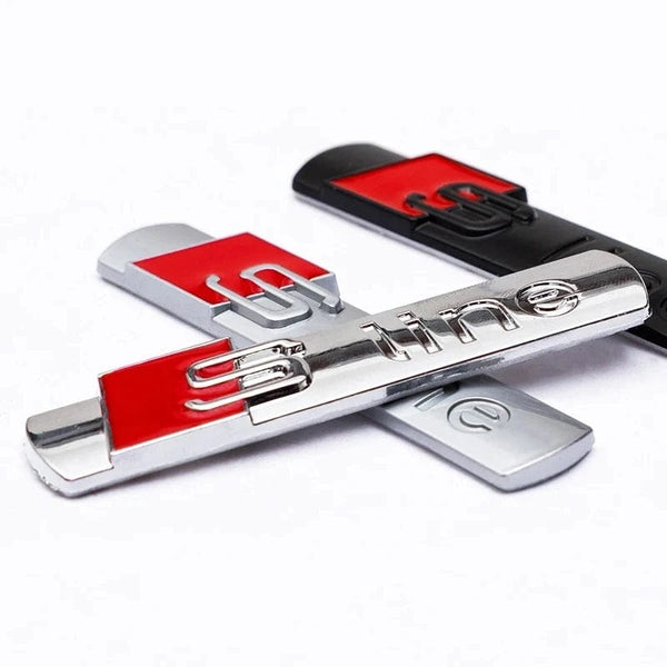 Planet Gates Bright Black 3D Metal Car S LINE Emblem Sticker Badge Decal Decoration For Audi Sline S6 S7 SQ5 SQ7 A3 A4 A5 A6 A7 A8L Q3 Q4 Q5 Q6 Q7 Q8 TT