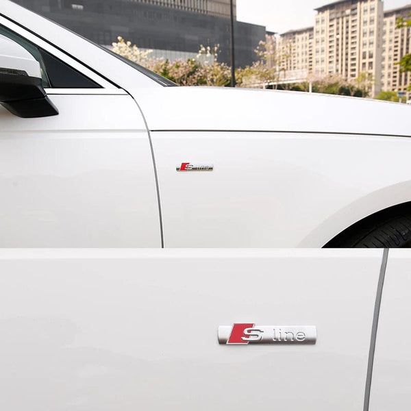 Planet Gates Bright Black 3D Metal Car S LINE Emblem Sticker Badge Decal Decoration For Audi Sline S6 S7 SQ5 SQ7 A3 A4 A5 A6 A7 A8L Q3 Q4 Q5 Q6 Q7 Q8 TT