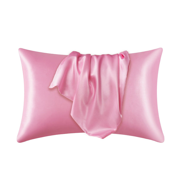 Planet Gates Bright pink / 35cm*50cm 1pc Satin Solid Color Pillowcase, Soft Pillow Cover With Envelope Closure For Bedroom, Bedding Supplies, Without Filler