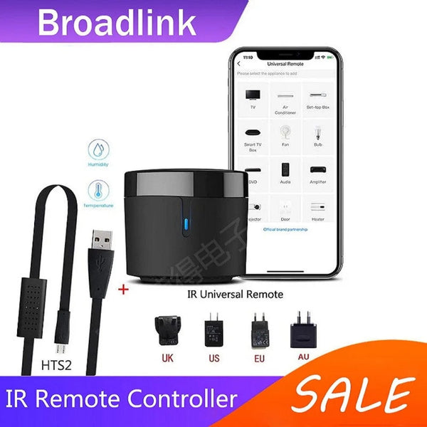 Planet Gates Broadlink RM4 mini Broadlink RM4mini+HTS Temperature Humidity Sensor  WiFi IR Remote Controller for Air conditioning TV set-top Box Work with Alexa