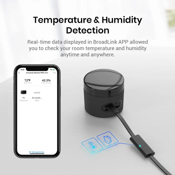 Planet Gates Broadlink RM4 mini Broadlink RM4mini+HTS Temperature Humidity Sensor  WiFi IR Remote Controller for Air conditioning TV set-top Box Work with Alexa