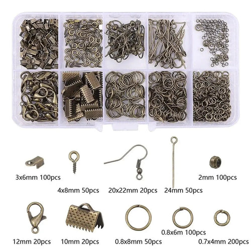 Planet Gates Bronze Alloy Accessories Jewelry Findings Set Earring Making Kit Lobster Clasp Open Jump Rings Repair Tools DIY Jewelry Making Supplies