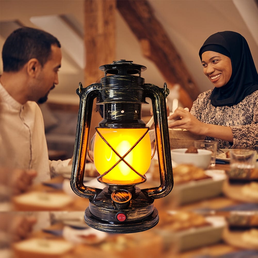 Planet Gates Bronze / Dancing Flame Vintage Lantern 1pc Outdoor Hanging LED Rechargeable Dancing Flame Vintage Lantern, Home Decorations Lantern, Long Battery Life For Dinner Room, Garden Patio Deck Yard Path, Ramadan Decoration