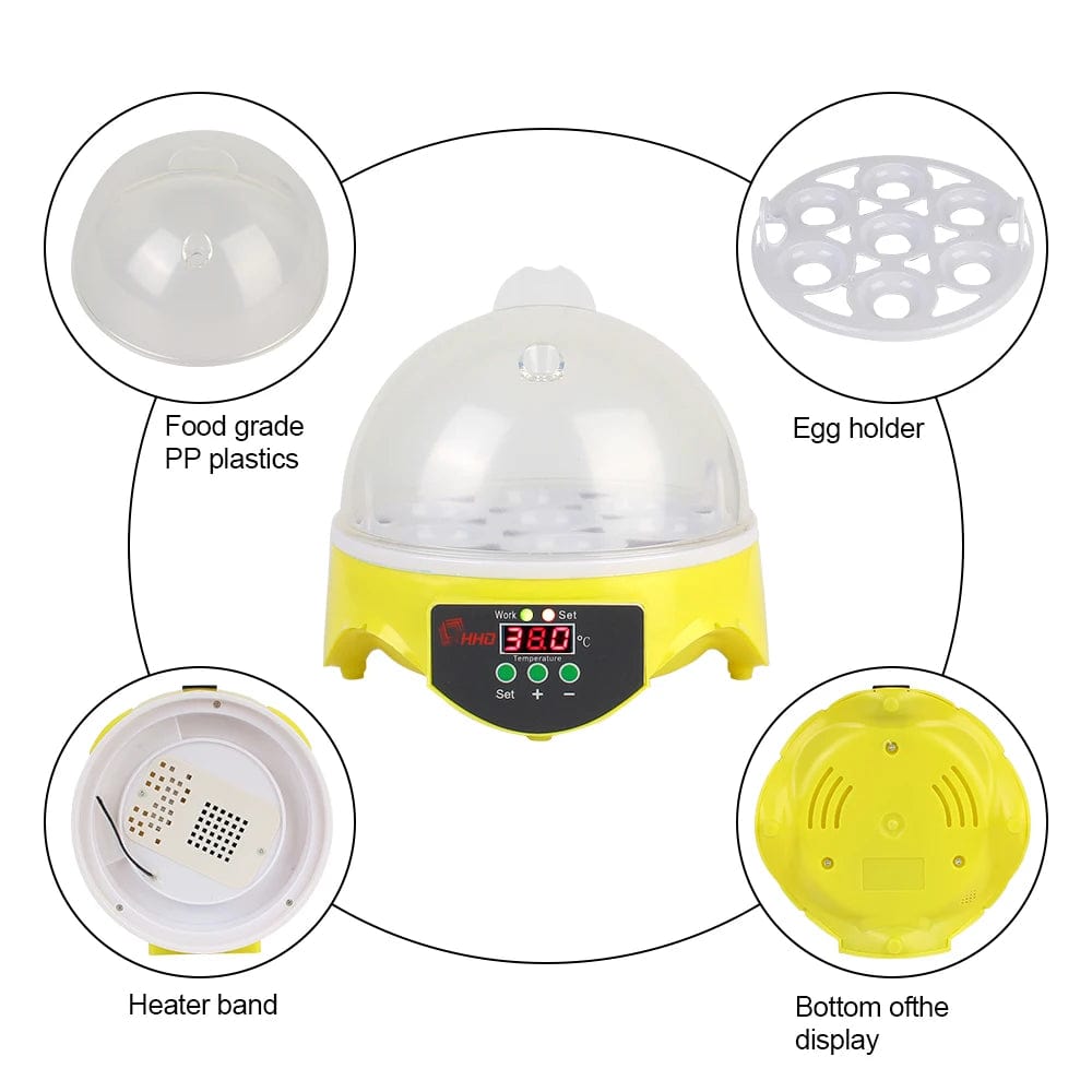Planet Gates Brooder for Chicken Duck Bird Pigeon Poultry Incubator Adjustable Digital Temperature Mini Egg Incubator Automatic 7 Egg