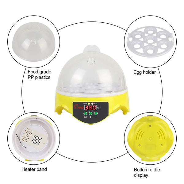 Planet Gates Brooder for Chicken Duck Bird Pigeon Poultry Incubator Adjustable Digital Temperature Mini Egg Incubator Automatic 7 Egg