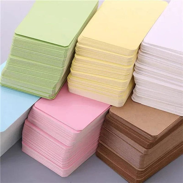 Planet Gates Brown 100pcs/box Kraft Paper Card Color Blank Business Card Message Thank You Cards Writing Cards Label Bookmark Learning Card