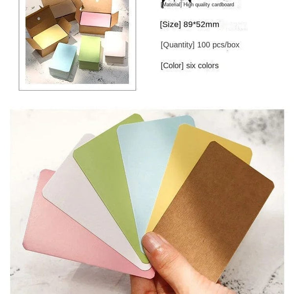 Planet Gates Brown 100pcs/box Kraft Paper Card Color Blank Business Card Message Thank You Cards Writing Cards Label Bookmark Learning Card