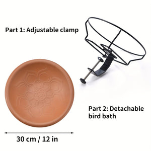 Planet Gates Brown 1pc Bird Bath Deck Mounted Bird Bath Bowl Spa With Sturdy Steel Clamp