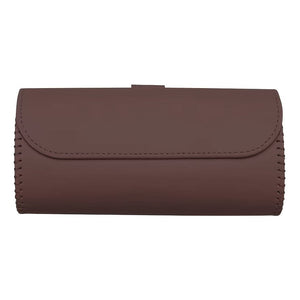 Planet Gates Brown 1pc Car Visor Sunglasses Case, PU Leather Glasses Holder Clip For Sun Visor, Eyeglasses Storage Box With Hidden Magnetic Closure