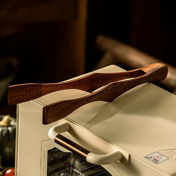 Planet Gates Brown 1pc High Temperature Resistant Wooden Food Tong - Perfect for Steak, Fruit, Bread, Rotisserie, Barbecue, Salad, Dessert, Sugar, Ice Cream, Noodles, and Pasta - Kitchen Accessory