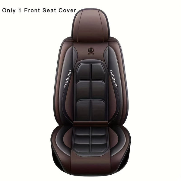 Planet Gates Brown 1pc Universal Car Seat Covers PU Leather Seat Covers Cushion Car Seat Protector Mat For Sedan SUV Car Accessories (Only 1 Front Seat Cover)