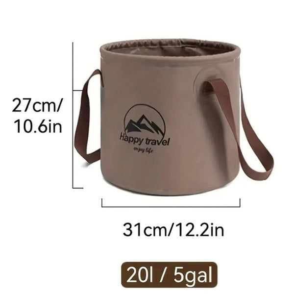 Planet Gates BROWN 1PC Water Bucket Collapsible Bucke Container Multifunctional Portable Light Water Bucket Outdoor Camping Washbasin For Car 20L