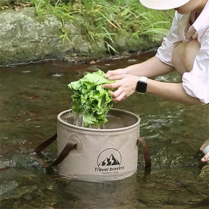 Planet Gates BROWN 1PC Water Bucket Collapsible Bucke Container Multifunctional Portable Light Water Bucket Outdoor Camping Washbasin For Car 20L